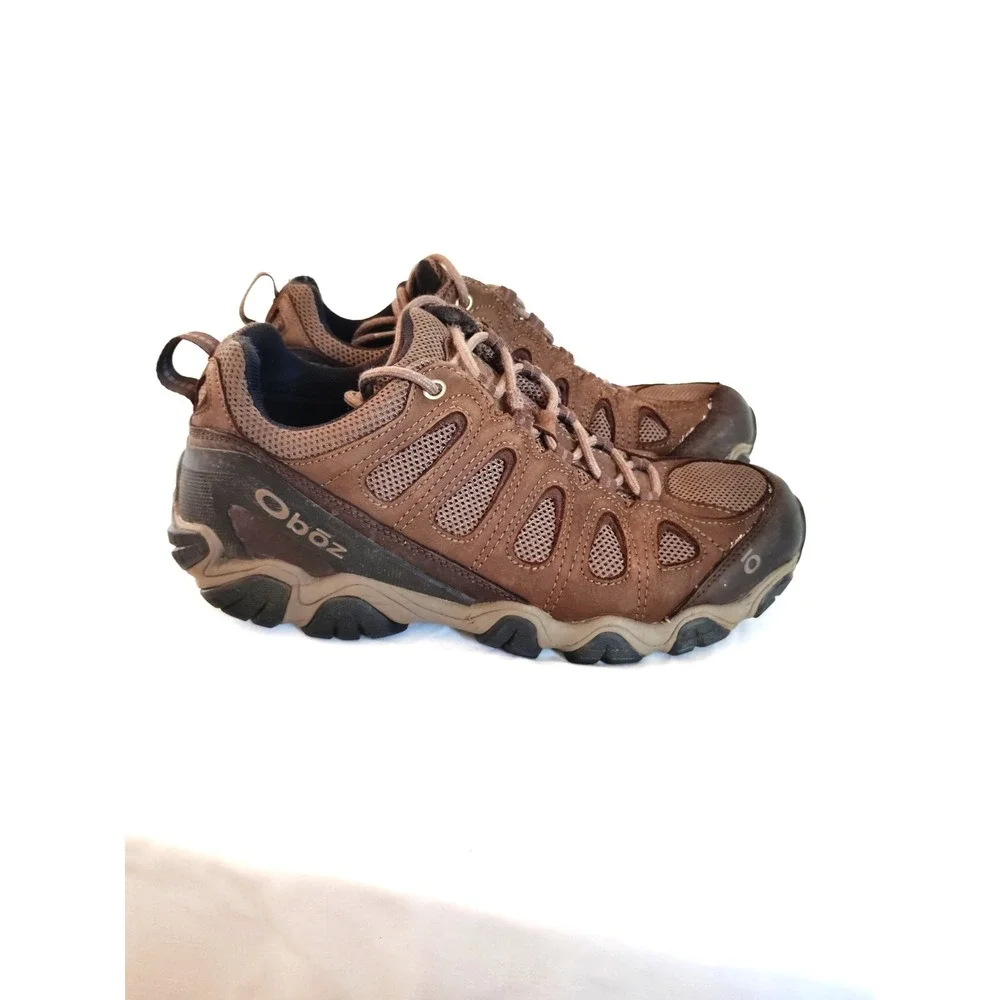 Oboz Men 12 Sawtooth II Low Brown Leather Mesh Durable Rugged Trail Hiking Shoes